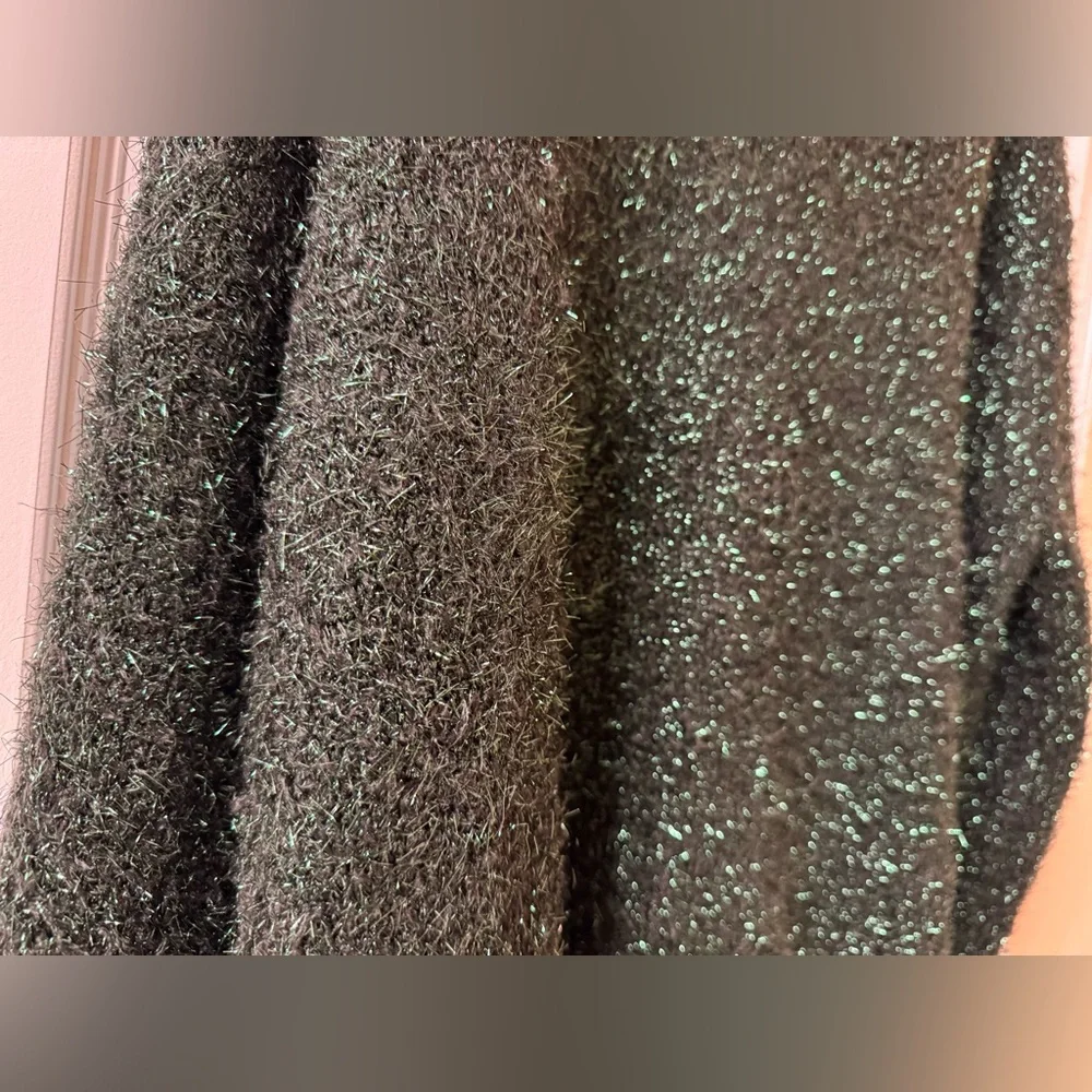 H&M Forest Green Fuzzy, Sparkly Sweater, Size Large